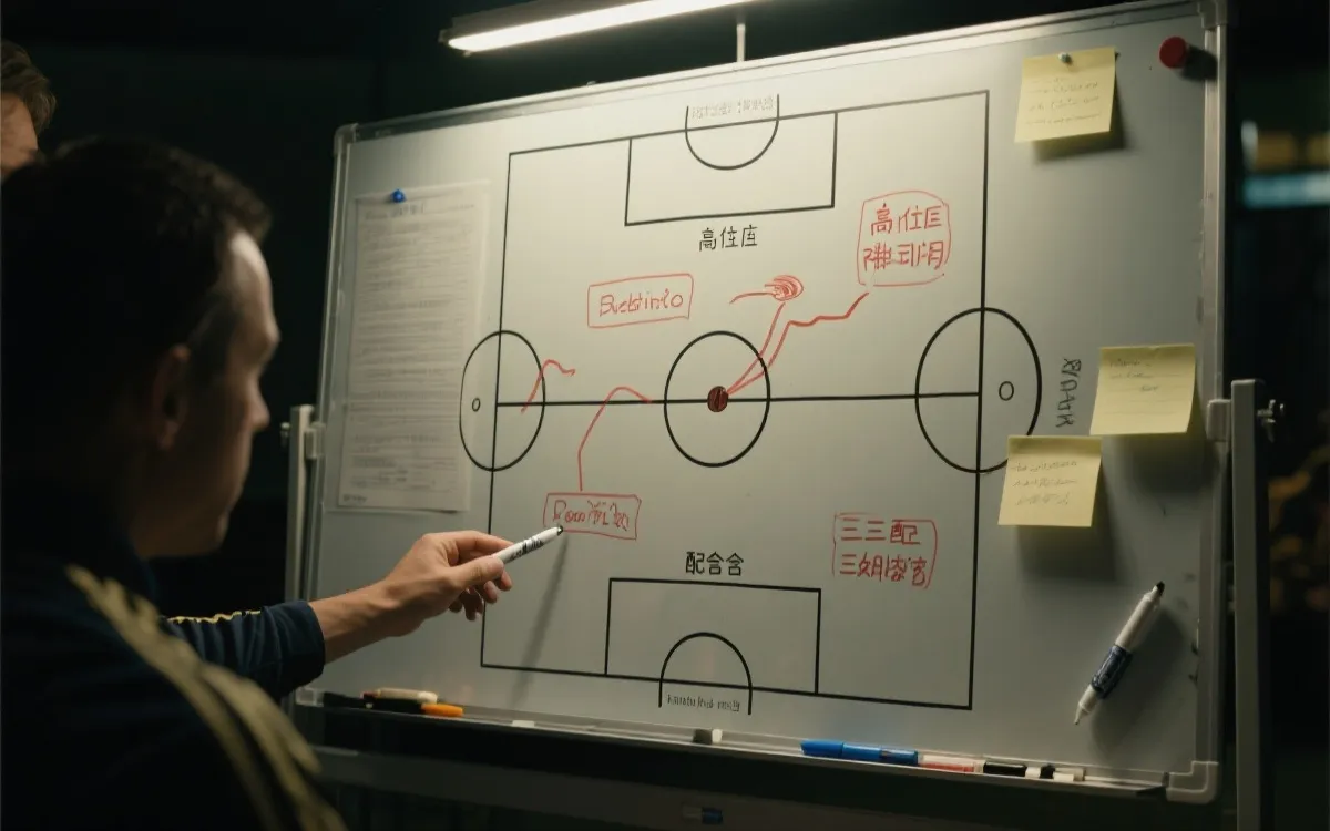 教练视角战术板：高位逼抢与反击推演，组织型中场如何用第三人配合与斜传破解压迫